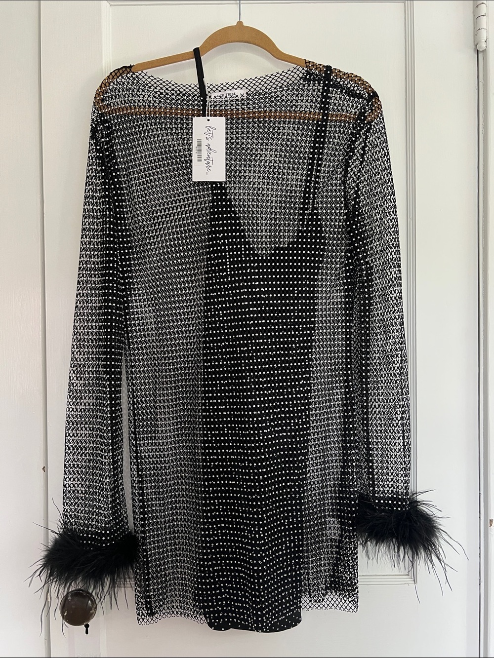 12th Tribe Martini Black Mesh Dress with Rhinestones - size L - NWT - Picture 4 of 8